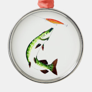 Piakvisserij en vliegvisserij metalen ornament