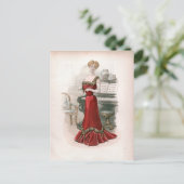 Pianist  Edwardian Mode Illustratie Briefkaart (Staand voorkant)