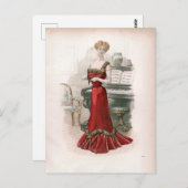 Pianist  Edwardian Mode Illustratie Briefkaart (Voorkant / Achterkant)