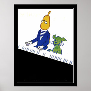 Pianist en hond Art Deco vintage poster