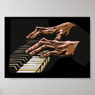 Pianist handen die piano spelen –  poster