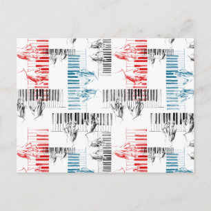Pianist handpatroon briefkaart