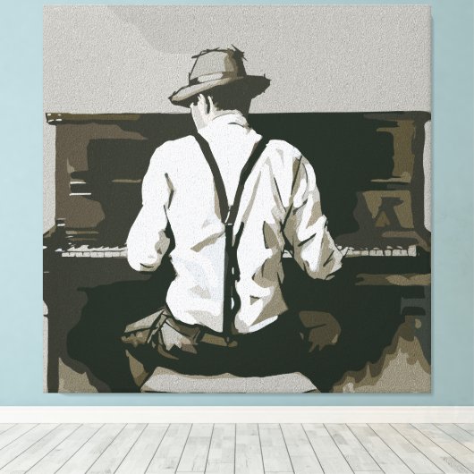  pianist in harmonie canvas afdruk (Insitu (Houten vloer))