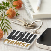 Pianist Modern Typografie Sleutelhanger (Voorkant Rechts)
