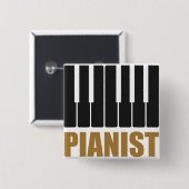 Pianist Modern Typografie Vierkante Button 5,1 Cm (Voorkant /achterkant)