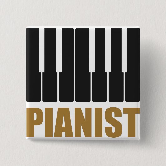 Pianist Modern Typografie Vierkante Button 5,1 Cm (Voorkant)