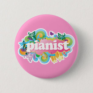 Pianist Retro Piano Gift Ronde Button 5,7 Cm