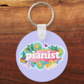 Pianist Retro Piano Gift Sleutelhanger (Voorkant)