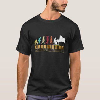 Pianist Retro Vintage Evolutie Van De Mens Grappig T-shirt