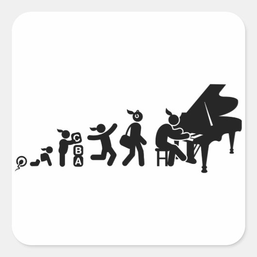 Pianist Vierkante Sticker (Voorkant)
