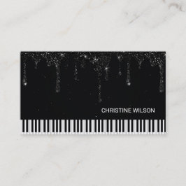 pianist zwarte druppelende glitter visitekaartje