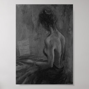 Pianista Mujer Original charcoilAtwork Impresiones Poster