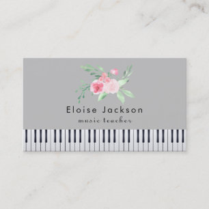 pianiste bouquet rose et carte de visite gris