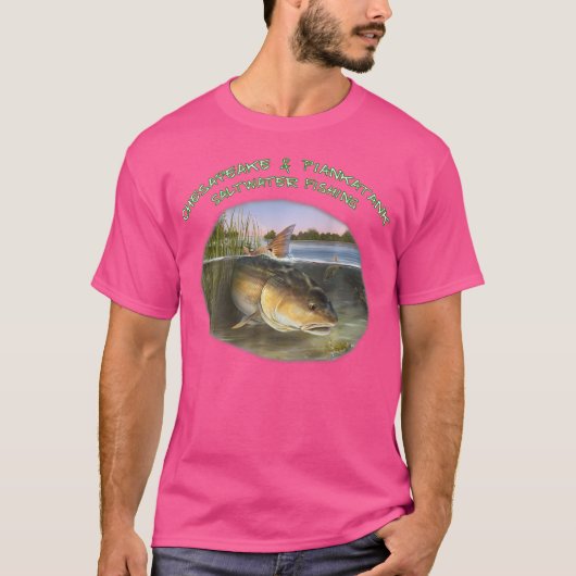Piankatank River Chesapeake Bay Rode Drum Gevist T-shirt (Voorkant)