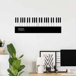 Piano All-Over Black Surface met naam Poster