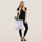 Piano All-Over Witte Canvas tas met de Naam van he (Op model)