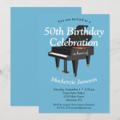 Piano Anniversaire Invitation Musique Musicien (Devant / Derrière)
