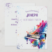 Piano art verjaardagsfeestje kaart (Voorkant / Achterkant)