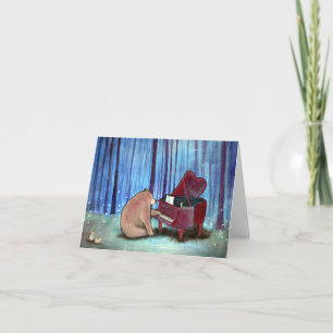 Piano Bear Musical Blank Carte pour notes Art orig
