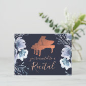 piano bleu aquarelle fleurs invitation (Debout devant)
