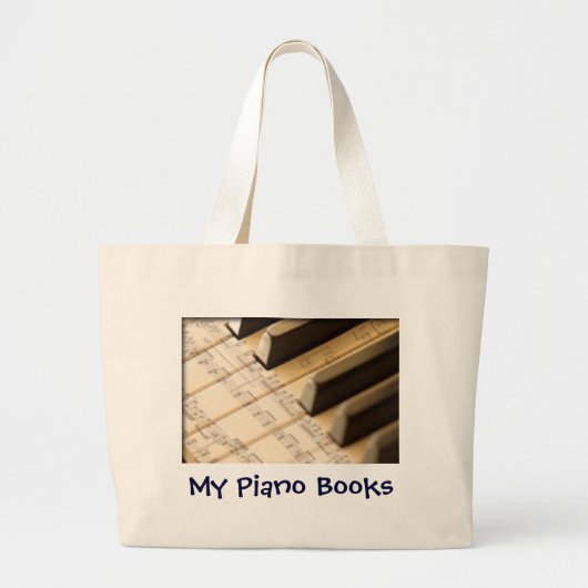 Piano Books Bag Grote Tote Bag (Voorkant)