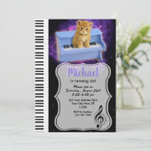 Piano Cat Universe Cosmic Invitation Kaart (Staand voorkant)