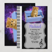 Piano Cat Universe Cosmic Invitation Kaart (Voorkant / Achterkant)