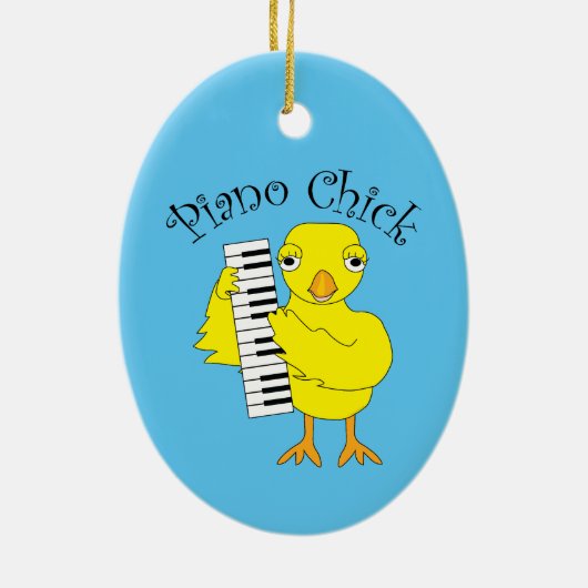 Piano Chick Tekst Keramisch Ornament (Achterkant)