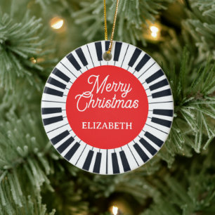 Piano Circle Key Vrolijk Kerstfeest Pianist Muzika Keramisch Ornament