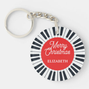 Piano Cirkel Toets Prettig Kerstfeest Pianist Muzi Sleutelhanger