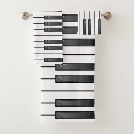 Piano Clavier Design Ensemble de serviettes de bai (En situation)