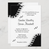 Piano Clavier Musique Mariage Thème Invitation (Devant / Derrière)