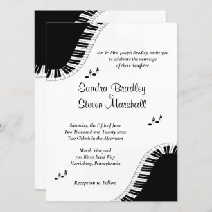 Piano Clavier Musique Mariage Thème Invitation