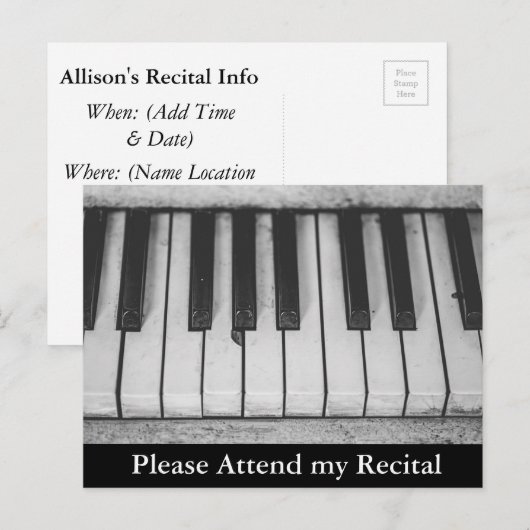 Piano Considérant Musical Considérant Invitations (Devant / Derrière)