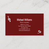 Piano Docent Muziek Lessen QR code Rood Visitekaartje (Voorkant)