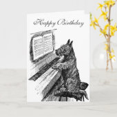 Piano Dog carte d'anniversaire (Fleur jaune)
