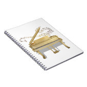 Piano Doré Jouer Musique Carnet Spiral (Côté Droit)