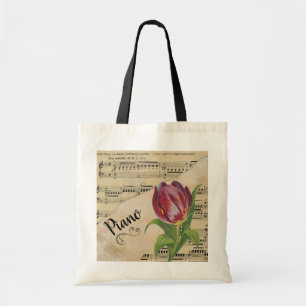 Piano Elegant Tulip  vel Music Tote Bag