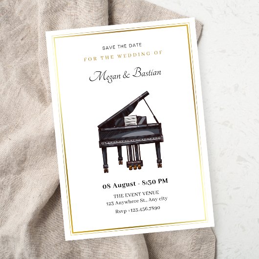 Piano elegante bruiloft save the date