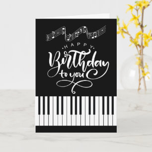 Piano- en muziek-thema verjaardag kaart