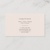 Piano Enseignant Blush Pink Carte de visite modern (Dos)