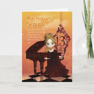 Piano Et Musique 13ème Anniversaire Carte Avec Jol