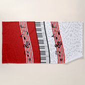 Piano et musique partition rouge serviette de plag (Devant)