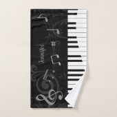 Piano et notes musicales lunatiques personnalisés (Serviette à main)