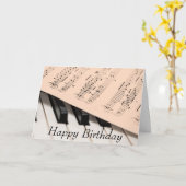 Piano et Score carte d'anniversaire pour musicien (Fleur jaune)