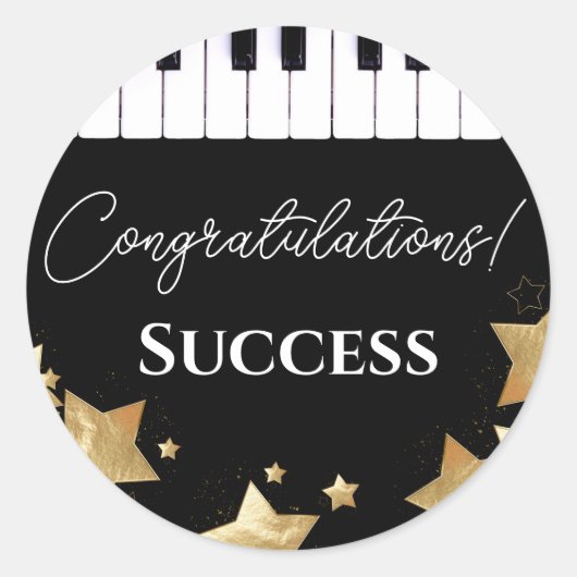 Piano Examen Succes Gefeliciteerd Leraar Ronde Sticker (Voorkant)
