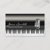 Piano foncé classique et Carte de visite enseignan (Devant)
