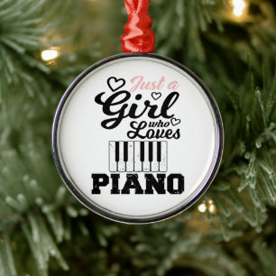 Piano Girl Metalen Ornament
