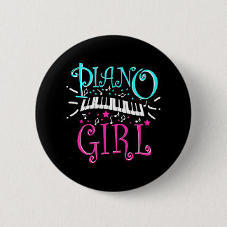 Piano Girl Pianist Muzieknoten Ronde Button 5,7 Cm