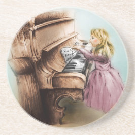 Piano Girl SandStone Onderzetter, kleurrijke  kuns Zandsteen Onderzetter